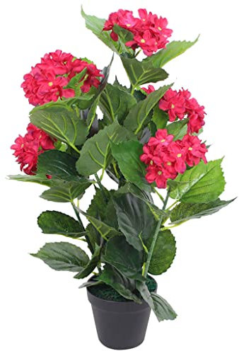 vidaXL Ortensia Pianta Artificiale in Vaso 60 cm Rossa Fiori Finti Arredo Casa