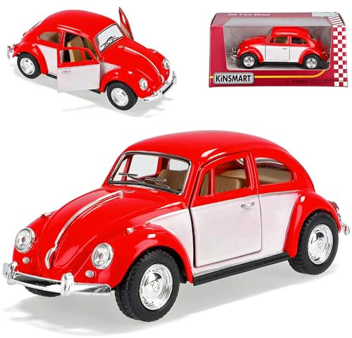 Kinsmart Volkwagen Käfer Coupe Rot mit Weiss ca 1/43 1/36-1/46 Modell Auto