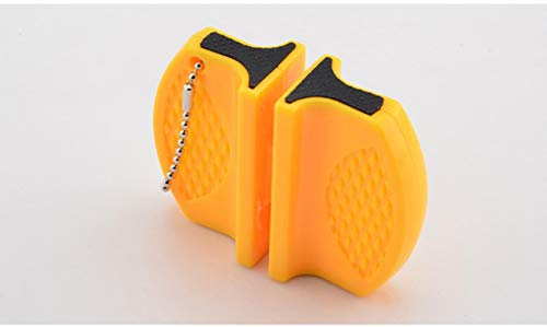 JUECAN Mini portable kitchen knife sharpener kitchen tools accessories butterfly creative Camping Type Two stages pocket knife sharpener,Yellow,U.S
