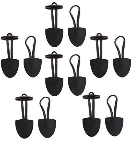 LOVIVER 6-knöpfiger Verschluss Dufflecoat Knopf, Schwarz, PU-Leder, Harz, Knopf, 15,9 x 3,9 cm, 6 Stück