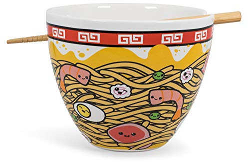 Toynk Sunken Noodles Japanese Dinnerware Set | 16-Ounce Ramen Bowl and Chopsticks