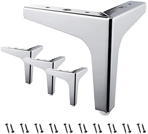 KLLsmDesign 7 Triangle Furniture Legs,A Set of 4,Modern Metal Diamond Triangle Furniture Feet DIY Replacement for Sofa (7 / 17.5cm, Silver)