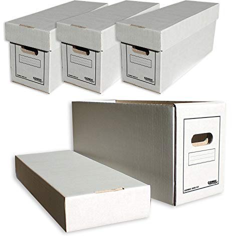 Comic Concept 4x SET Comic-Box (lang) mit Deckel, stapelbarer Karton