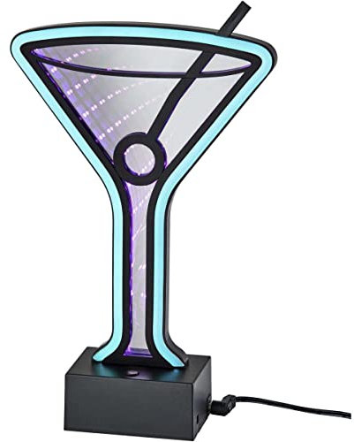 SIMPLEE ADESSO SL3718-01 Infinity Neon Martini Glass Table/Wall Lamp, Black