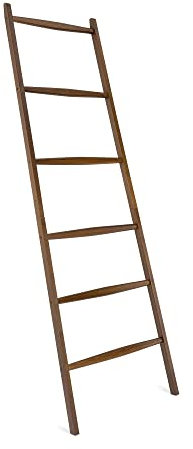 Navaris Handtuchleiter aus Bambus - Bambusleiter für Handtücher Kleidung Accessoires - Holz Leiter für Bad Garderobe Schlafzimmer - Dunkelbraun