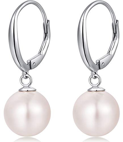 Perlenohrringe Hängend Perlen Ohrringe für Damen Silber Tropfen ohrringe Sterling Hänger Weißgold Creolen Pearl Earrings Damen