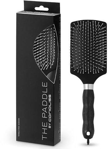 Corioliss Brush Black | Cepillo de Pelo para Mujer | Cepillo de Cerámica Termocrómica | Perfecto para Cabello Medio-Largo (Padle Brush)