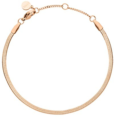 LUUK LIFESTYLE Schlangen ketten Armband für Sie, Damenschmuck, schlichtes modernes Design, Edelstahl, alltagstauglich und wasserfest, mit Geschenkbox, 20 cm verstellbare Kettenlänge, Roségold
