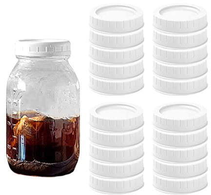 20 Pièces Couvercles Pots à Yaourt Compatible La Laitière avec Les Bocaux en Verre 70mm Couvercles Décoratifs Mason Jar Bouchon de Bouteille En Plastique de Qualité Alimentaire Sans BPA