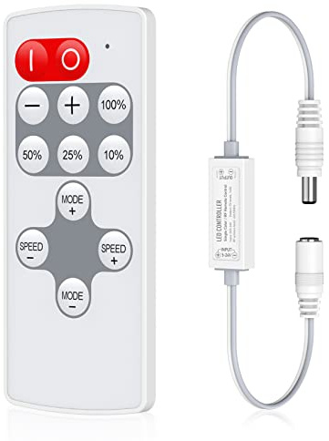 HitLights Mini RF Remote Controller for DC 5/12/24V Single Color LED Strip