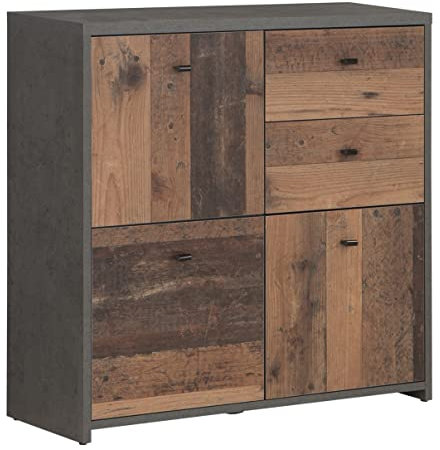 Newroom Kommode Betonoptik Sideboard Modern Industrial - 77,1x77,3x29,6 cm (BxHxT) - Highboard Anrichte - [Arcona.Three] Wohnzimmer Wohnstube Büro