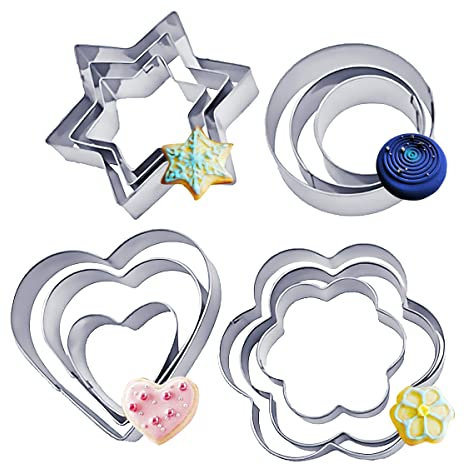 Ausstechform Set, Taozoey 12 Stück Ausstechformen Weihnachten Edelstahl, Plätzchen Ausstecher Mini, Geometrische Keks Ausstechformen Set, Cookie Cutter, zum Ausstechen von Keksen, Fondant