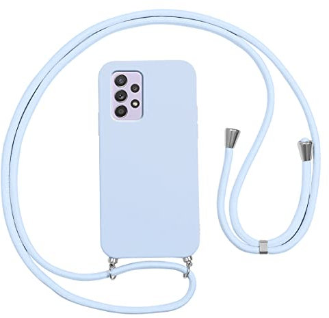 Vauki Funda con Cuerda para Samsung Galaxy A52s 5G/A52 4G/5G, Carcasa Silicona AntiChoque con Correa, Case con Ajustable Colgante Collar Cordón Suave Cuello para Samsung A52s 5G, Púrpura Claro