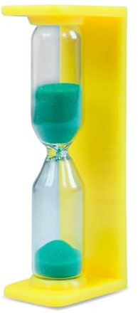 wellsamed Zahnputzuhr mit blauem Sand, Sanduhr, Timer, Zahnputztimer, eckig, 2 Minuten (Gelb)