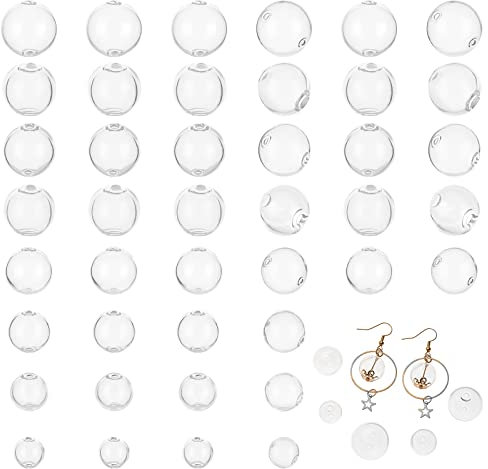 PH PandaHall Breloques Globe en Verre 8 Tailles Mini Globe Vide Double Trou Wish Verre Soufflé Perles de Verre Cristal Dôme Couverture Ronde Boule Transparente Breloques pour Bijoux