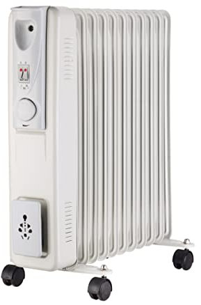 MaxxHome Ölradiator - Elektrische Heizung mit 11 Rippen - 2500W - Elektroheizung - Stufenlose Temperaturregelung - Elektroheizung mit Thermostat - Ölradiator Energiesparend [Energieklasse A]