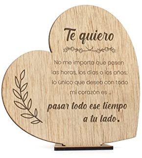 CONTRAXT Tarjetas Felicitacion San Valentin madera. Regalos aniversario pareja cartas amor para mi novio novia tortolitos postal san valentin tarjeta hombre mujer (Parejas), Español