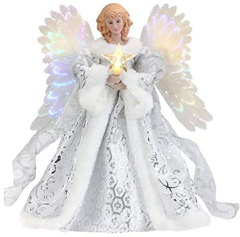Minan Weihnachtsengel Baumspitze, Engel Anhänger Weihnachtsbaumspitze, Mit Leichter, Zarter Engelsstatue Für Innenbüro Weihnachtsbaumschmuck