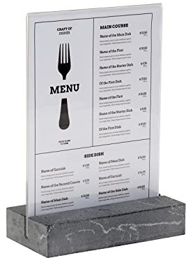 EUROPEL Tischaufsteller Anthrazit Polystone-Basis, glasklarer Acryl, A5, T-Stand, Zweiseitige Präsentation, Poster, Speisekarte, Broschüre, Restaurants, Hotels, Konferenzen