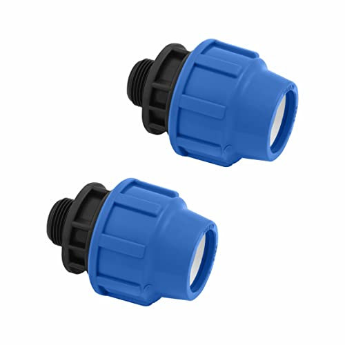 Connettore a compressione MDPE PP 20 mm x 1/2 maschio – Connettori per tubo dell’aqua a Raccordo PP PN16 - Raccordi per Tubi PE80, PE100 – 2 pezzi - SmartProduct