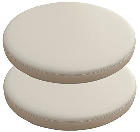 PIPOEI 2er Pack Sitzkissen Rund PU-Leder Wasserfest Sitzpolster Memory Schaum Stuhlkissen für Barstuhl Barhocker Sessel Stuhle Bank Kissen Sitzauflage Auflage C-9,40cm