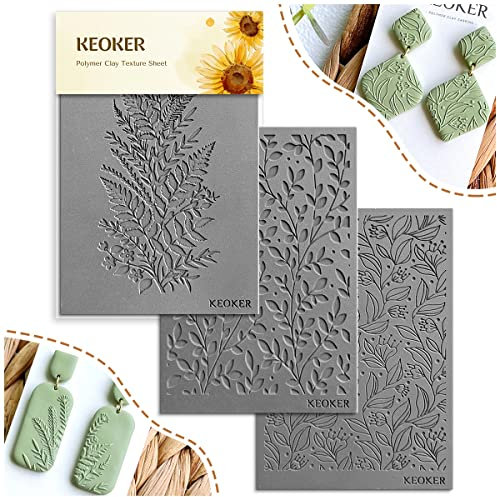 Keoker Polymer Clay Texture Sheets, Clay Texture Mat for Making Earrings Jewelly, Polymer Clay Earrings Tools (Nr. 7-8)