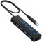 iSOUL USB Hub 3.0 4-Port, Ultra Slim USB Adapter Splitter Data Hub for Laptop MacBook Mac Pro/Mini iMac PC PS5 Surface USB extender Flash Drive HDD- 2ft Long Cable (Dual TYPE C/USB C Hub & USB Hub)