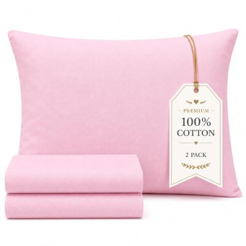 100% Cotton Pillow Cases 2 PacK (50x70) cm Baby Pink | Ultra Soft Pillow Covers with Envelope Closure, Wrinkle & Fade Resistant
