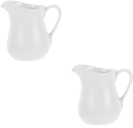 BESTonZON 2 Pcs Ceramic Milk Cup Portable Milk Jug Pull Flower Cup Fruit Trays Mini Flower Vase Ceramic Coffee Pitcher Gravy Jug V-Shaped Mouth Cup Creative Ceramic Cup Italian Cafe Sauce
