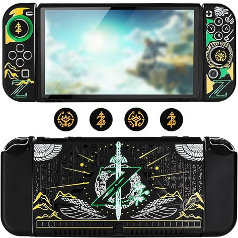 DLseego Schutzhülle Kompatibel mit Switch OLED 2021,cool andockbare Switch OLED Hülle,weiche Schutzhülle mit Joycon-Abdeckung und Switch Joystick Kappen,Stoßdämpfung und Anti-Rutsch,Z-Buchstaben