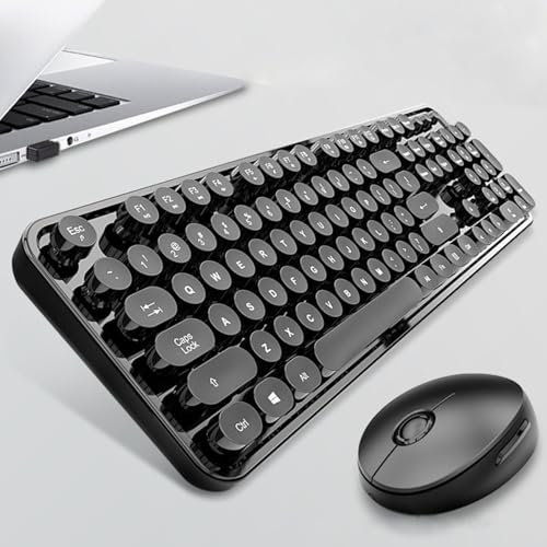 Ensemble Clavier et Souris sans Fil 2,4 G, Style Punk Rétro, Portée sans Fil de 30 M, sans Délai, Saisie Confortable, économie D'énergie, 104 Touches, pourXP/7/8/10