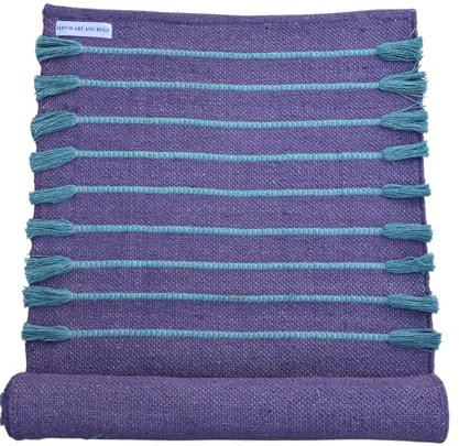 Jaipur Art And Rugs Yogamatte aus Baumwolle, 1,27 cm dick, 183 x 61 cm, umweltfreundlich, rutschfest, für Damen und Herren, mit Tragegurt, Trainingsmatte für Yoga, Pilates und Bodenübungen