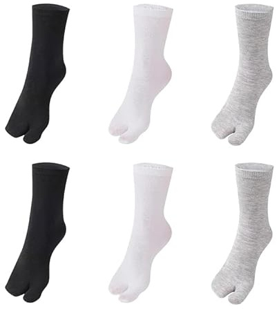 6 Paia Calzini Tabi Calze Flip Flop Cotone Dita Sparsa Calzini Tabi Elastico,Calzini Giapponesi Separato Per Donne E Uomo 39-42 (2*Nero,2*Bianco,2*Grigio)