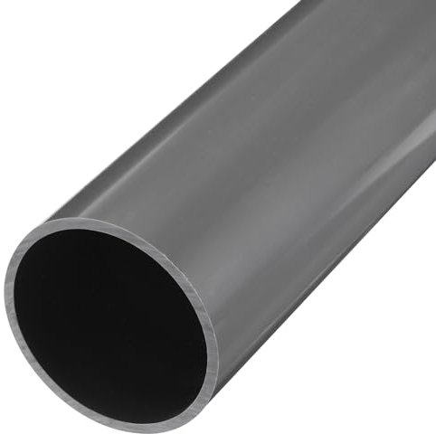 sourcing map 4.3 Inch PVC Rigid Tube Round Pipe 101.6mm ID 110mm OD 500mm Light Grey High Impact for Water Pipe, Crafts, Decoration, Cable Sleeve