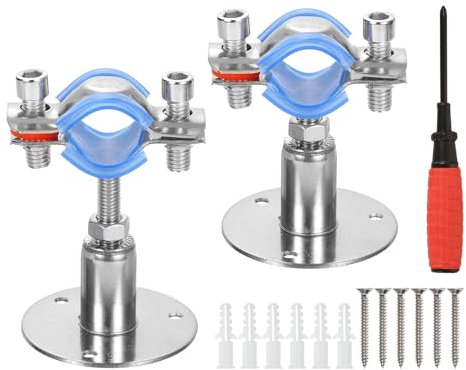 sourcing map 2pcs Pipe Support, Stainless Steel Wall Mount Ceiling Mount Pipe Support Bracket, Adjustable Height 30-50mm for OD Pipe 25-28mm