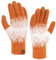 Bequemer Laden Thermo Touchscreen Handschuhe Damen Winter Warm Strickhandschuhe Winterhandschuhe mit Elastisch Manschette Elegant Frauen Geschenk, Orange Weiß