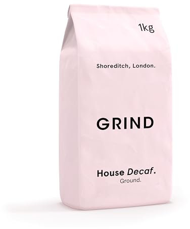 Grind Decaf House Blend Ground Coffee – 1kg Bag – Medium/Light Roast – 100% Arabica – Suitable for Cafetière, Moka Pot, AeroPress and Filter Brew – Ethically Sourced
