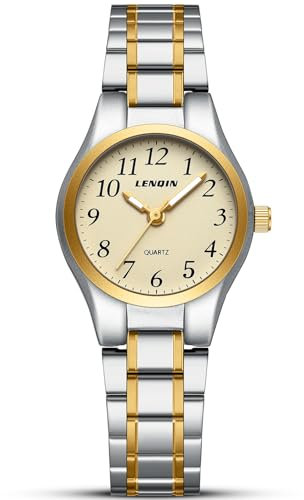 LN LENQIN Damenuhr Edelstahl Armbanduhr Damen wasserdichte Uhr Damen Klassisch Analog Quarz Uhren
