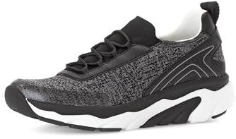 Gabor Damen Low-Top Sneaker, Frauen Halbschuhe,Strassenschuhe,Sportschuhe,Freizeitschuhe,Turnschuhe,Laufschuhe,schwarz/grau Kombi,42 EU / 8 UK