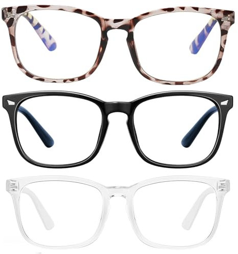 3 Pcs Blue Light Blocking Glasses, Light Glasses HD Vision Computer Gaming Glasses, Anti Glare Clear Computer Glasses, Lightweight Blue Light Glasses For Reading Phones TV Anti UV Glare Blue Light