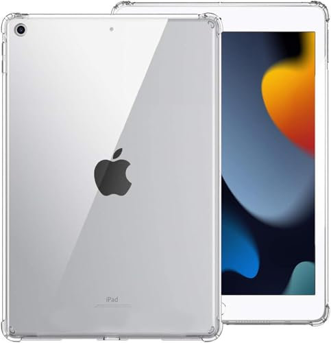 World biz Clear Case for iPad 9/8/7 (10.2-Inch, 2021/2020/2019 Model, 9th/8th/7th Generation), Soft Shockproof Flexible Transparent Clear TPU Protective Shell Fit iPad 10.2-inch