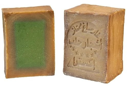 Amela Original Aleppo Seife 200 g, 80% Olivenöl 20% Lorbeeröl, Handgemachte Naturseife, Olivenölseife, für empfindliche Haut, Olivenseife, Haarseife, Duschseife, Handseife, Savon d‘Alep