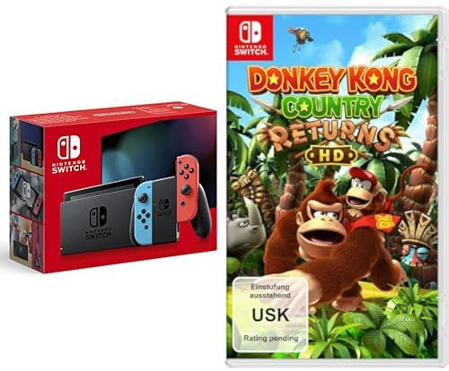 Nintendo Switch-Konsole Neon-Rot/Neon-Blau & Donkey Kong Country Returns HD