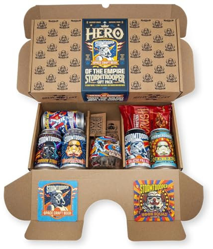 Hero Of The Empire' Gift Pack | Stormtrooper Beer | 5 x 330ml Cans + Tumbler Glass + Snack + Beer Mats