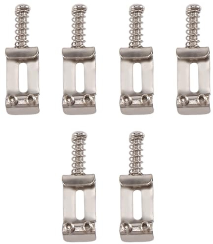 Qusedwey Set of 6 Replacement Chrome Tremolo Bridge Saddles For Electric Guitar