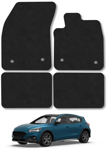 Fits Ford Focus (2018-2025) Carpet Car Mats | Black Edge Trim Tailored Fit Floor Mats Full Coverage Protection Accessories Easy Clean Anti Slip Made in the UK