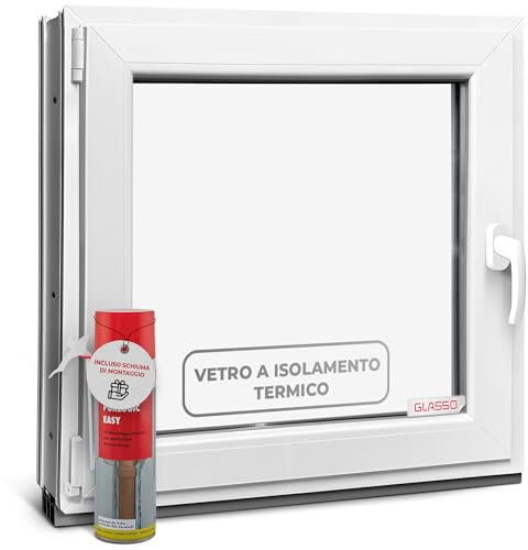 Finestra per cantina, 120 x 110 cm, 2 vetri – Finestre in plastica 60 mm profilo – DIN sinistra – L x A: 1200 x 1100 mm perfetto per finestre casette da giardino, finestre del garage e cantina con