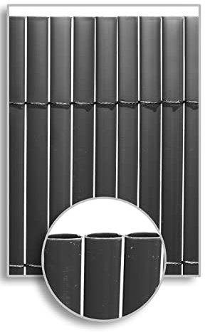 HERSIG - Cañizo Jardin Ocultacion - Cañizo PVC Doble Cara Color Gris Oscuro (2x3 m) - Malla Ocultacion Exterior - Valla PVC Jardin Exterior Resistente para Terraza Jardines - Privacidad Balcon