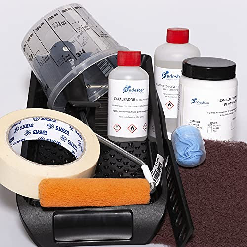 Kit de Esmaltado para Platos De Ducha de Carga Mineral o resinas Redesban (Gris Claro Ral 7047)