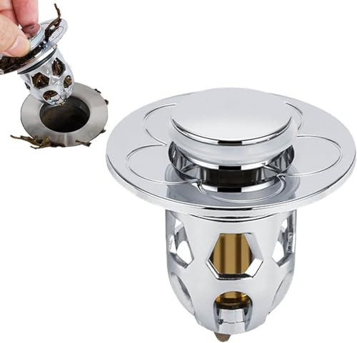 Bouchon de chasse d'eau pop-up - 1,1~1,5 pouces - Filtre de vidange anti-obstruction pour lavabo, bouchon de lavabo avec attrape-cheveux